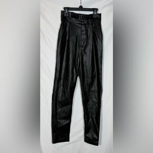 BB Dakota Women’s Paperbag Waist Faux Leather Pants In Black. Size 2.  NWT.